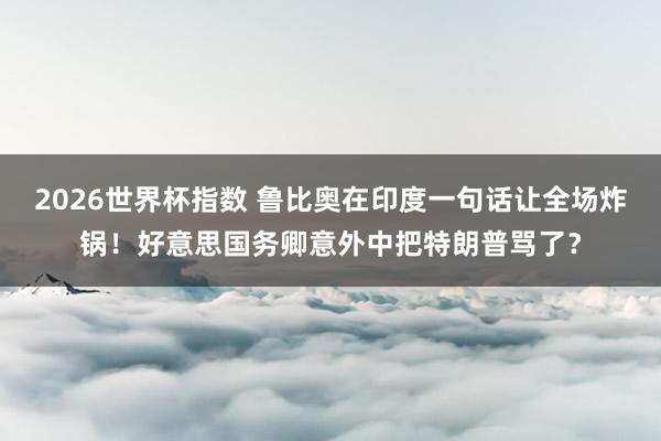 2026世界杯指数 鲁比奥在印度一句话让全场炸锅！好意思国务卿意外中把特朗普骂了？