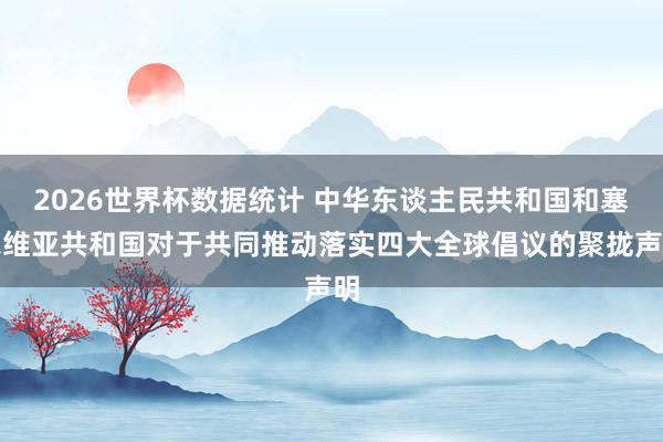2026世界杯数据统计 中华东谈主民共和国和塞尔维亚共和国对于共同推动落实四大全球倡议的聚拢声明