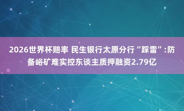 2026世界杯赔率 民生银行太原分行“踩雷”:防备峪矿难实控东谈主质押融资2.79亿