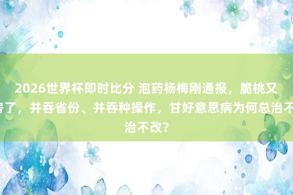 2026世界杯即时比分 泡药杨梅刚通报，脆桃又塌房了，并吞省份、并吞种操作，甘好意思病为何总治不改？