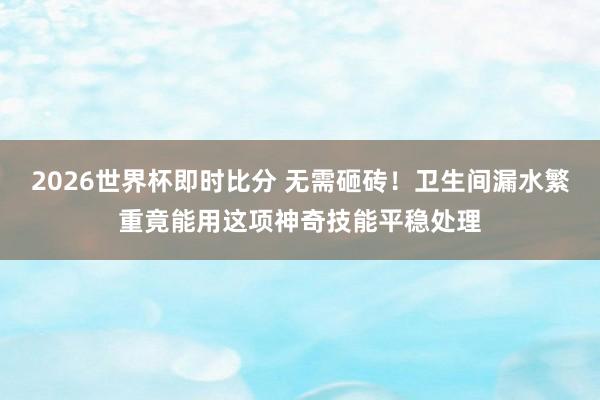2026世界杯即时比分 无需砸砖！卫生间漏水繁重竟能用这项神奇技能平稳处理