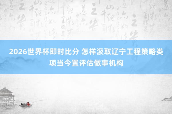 2026世界杯即时比分 怎样汲取辽宁工程策略类项当今置评估做事机构