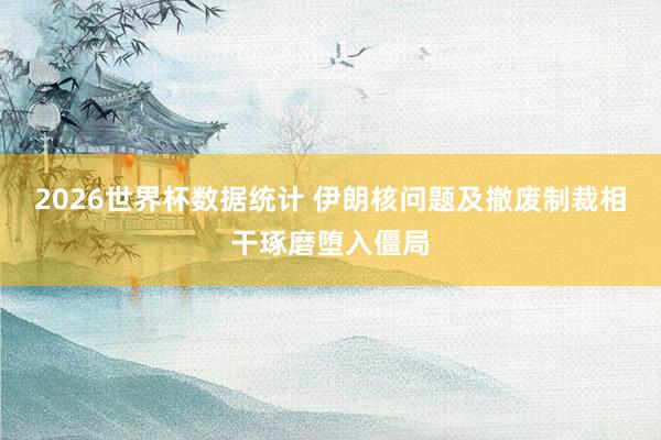 2026世界杯数据统计 伊朗核问题及撤废制裁相干琢磨堕入僵局