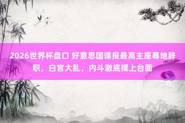 2026世界杯盘口 好意思国谍报最高主座蓦地辞职，白宫大乱，内斗澈底摆上台面