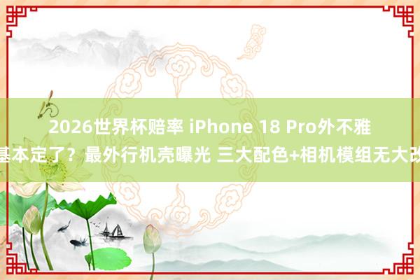 2026世界杯赔率 iPhone 18 Pro外不雅基本定了?最外行机壳曝光 三大配色+相机模组无大改