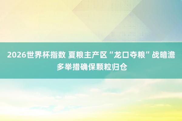 2026世界杯指数 夏粮主产区“龙口夺粮”战暗澹 多举措确保颗粒归仓