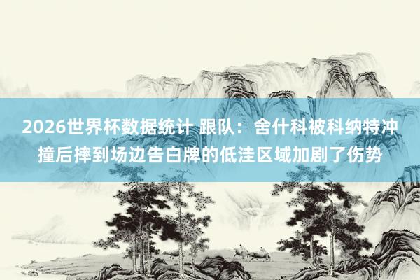 2026世界杯数据统计 跟队:舍什科被科纳特冲撞后摔到场边告白牌的低洼区域加剧了伤势