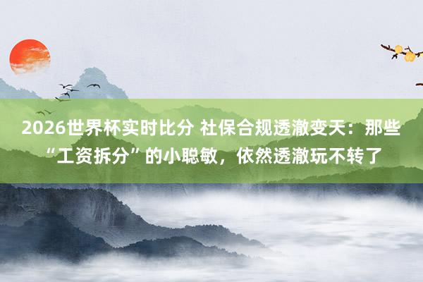 2026世界杯实时比分 社保合规透澈变天：那些“工资拆分”的小聪敏，依然透澈玩不转了