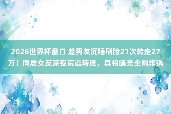 2026世界杯盘口 趁男友沉睡刷脸21次转走27万!同居女友深夜荒诞转账,真相曝光全网炸锅