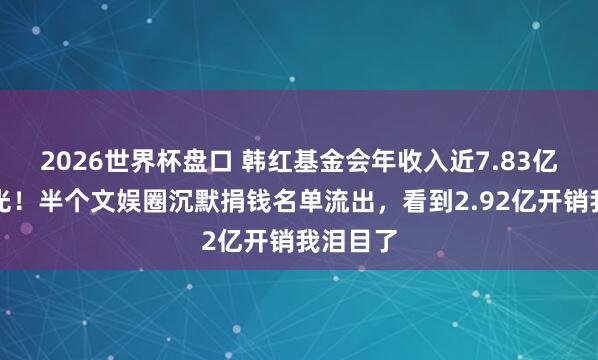 2026世界杯盘口 韩红基金会年收入近7.83亿真相曝光!半个文娱圈沉默捐钱名单流出,看到2.92亿开销我泪目了