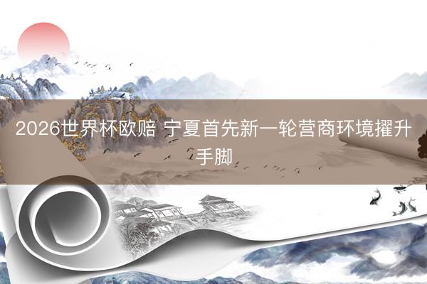 2026世界杯欧赔 宁夏首先新一轮营商环境擢升手脚