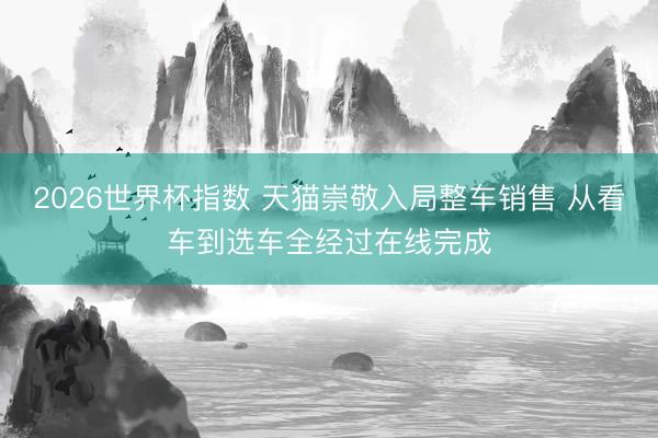 2026世界杯指数 天猫崇敬入局整车销售 从看车到选车全经过在线完成