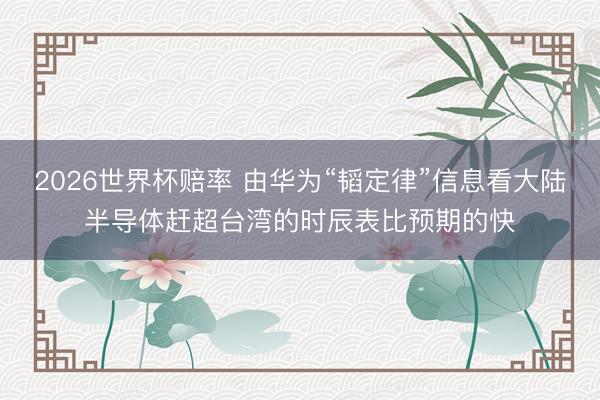 2026世界杯赔率 由华为“韬定律”信息看大陆半导体赶超台湾的时辰表比预期的快