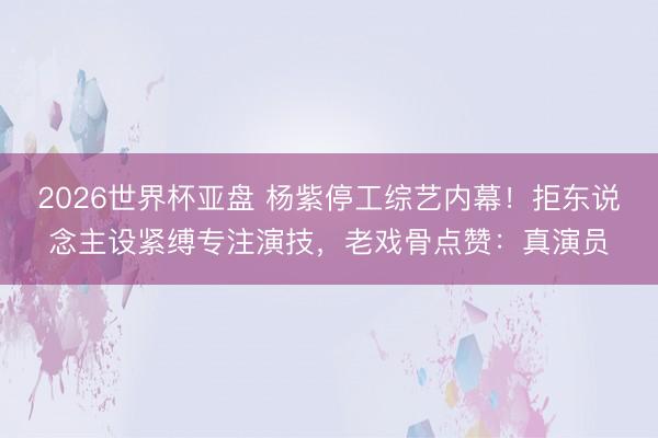 2026世界杯亚盘 杨紫停工综艺内幕!拒东说念主设紧缚专注演技,老戏骨点赞:真演员