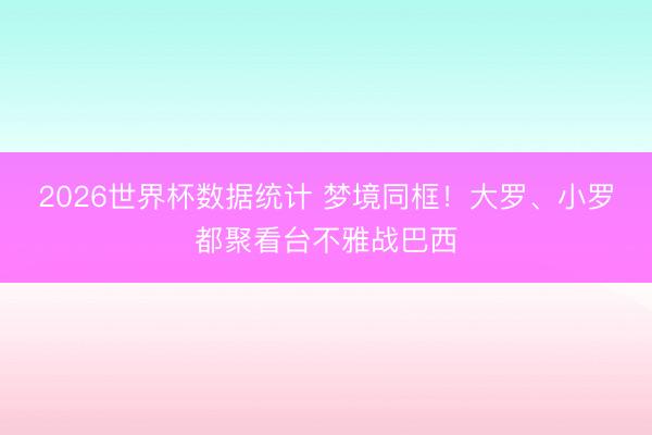 2026世界杯数据统计 梦境同框！大罗、小罗都聚看台不雅战巴西
